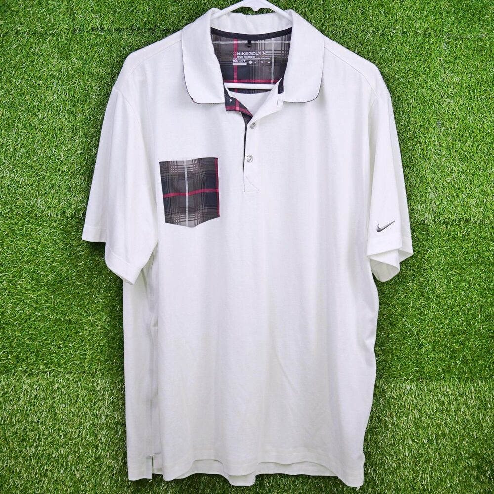 Nike Golf Tour Premium Polo Shirt - Plaid Pocket - Men's Size XL